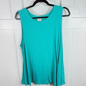 Cupio Curvy Womens 1X Teal Green Sleeveless Scoop Neck Flowy Tank Top VM33200W